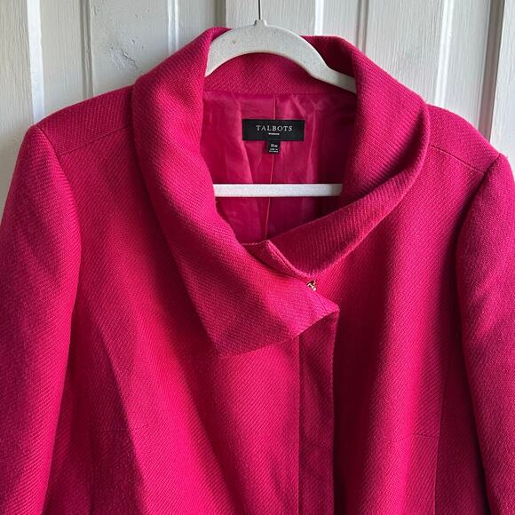 Talbots Textured Fuchsia Jacket with Draped Collar Wool Blend - Picture 3 of 8